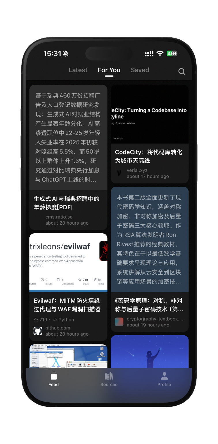 FeedSense 的 For You 界面