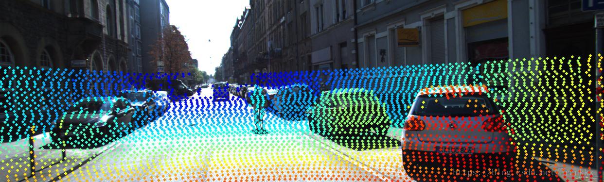 LiDAR and camera data fusion result